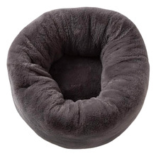 Charcoal Plush Donut Faux Fur Dog Bed